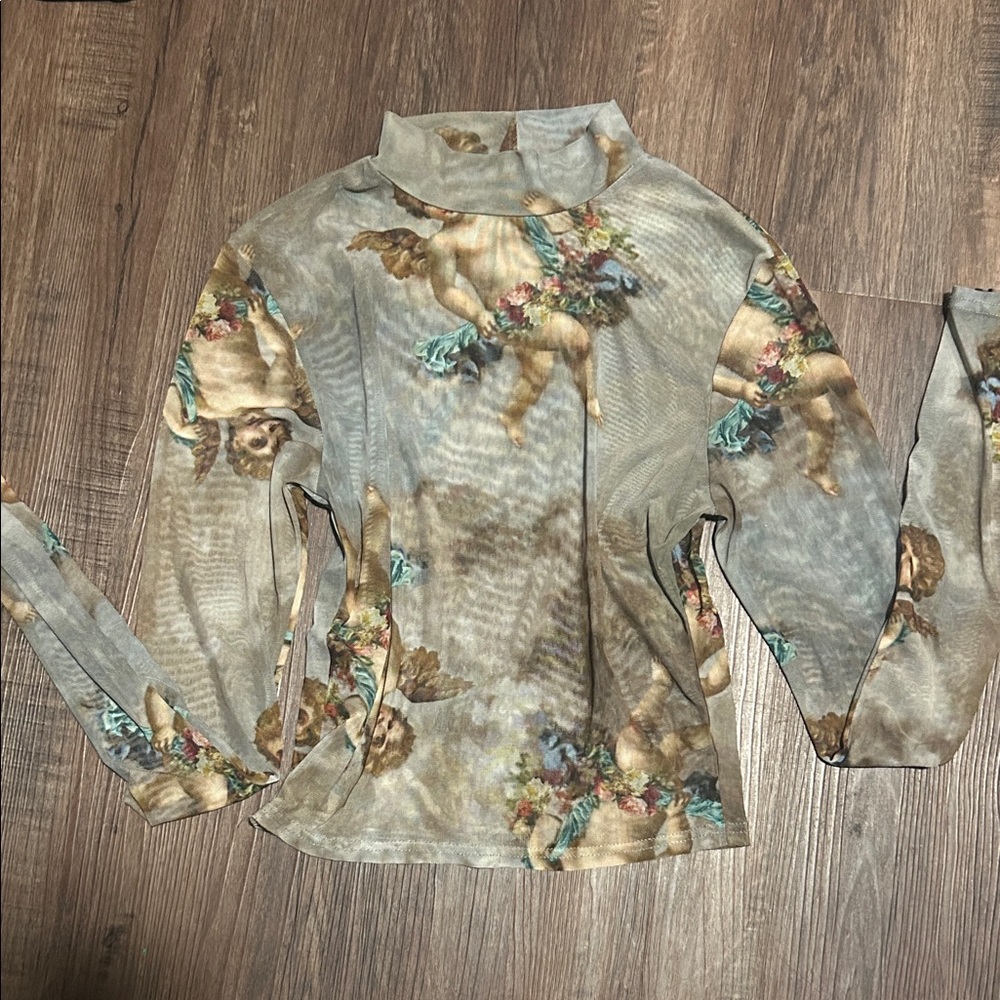BOGO Angel Painting renaissance Women's sheer top